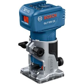 BOSCH GLF18V-25N 18V Laminate Trim Router - Powerful Brushless Motor, 10,000-30,000 RPM, Lightweight, Ergonomic, Enhanced Dust Extraction, Quick Depth Adjustments for Precise Trimming