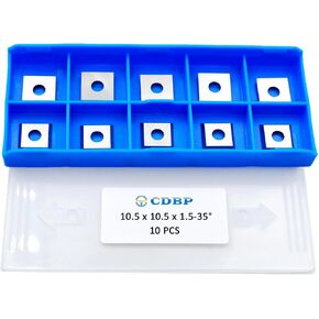 10.5mm Square Carbide Inserts Cutters Knives with 4 Cutting Edge 10.5×10.5×1.5mm-35° Replacement Cutter for Woodworking Fits Spiral Helical Planer Cutter Head or lathe Turning Tipped, 10pcs