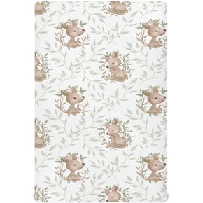 Cute Kangaroo Crib Sheets for Boys Girls Breathable Crib Mattress Sheet Pack and Play Sheets Fitted Baby Crib Sheets Neutral 28x52 Inch