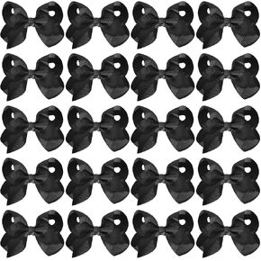 20Pcs 4" Hair Bows,Grosgrain Ribbon Solid Color Hair Bow with Alligator Clips,Hand-made Toddler Black Bows Hair Accessories for Girls Kids Children Little Teen (Black)