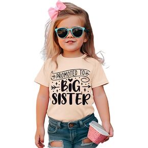 Big Sister Toddler Shirt Baby Girls Promoted to Big Sister Announcement Tshirt New Sibling Reveal Tops Outfits