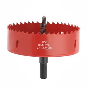 4 Inch Hole Saw, M42 HSS Bi-Metal Hole Cutter, Triangular Shank Hole Saw Drill Bit with Spring, Hole Saw Tools for Wood, Plywood, Plastic, Gypsum Board, Thin Metal Sheets