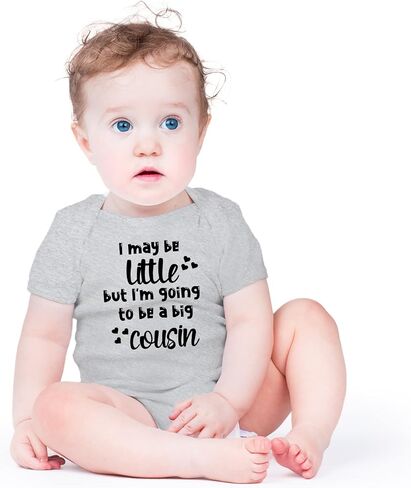 AW Fashions I May Be Little, But I'm a Big Cousin Baby Bodysuit Funny Cute Newborn Outfit Boy Girl Unisex in Saudi Arabia