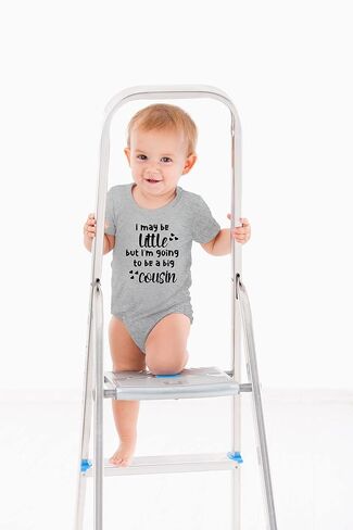 AW Fashions I May Be Little, But I'm a Big Cousin Baby Bodysuit Funny Cute Newborn Outfit Boy Girl Unisex in Saudi Arabia