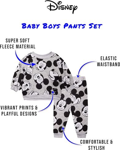 مجموعة Disney Baby Boys's Gogger - 2 قطعة ناعمة من البلوزات وركض من أجل الأولاد - ملابس رضيع مريحة (12-24 مترًا) in Kuwait