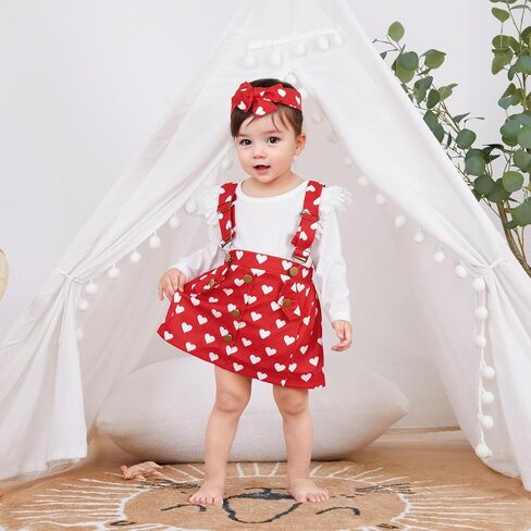 Madjtlqy Toddler طفلة طفلة عيد الحب عيد الحب مضلع قمم طويلة الأكمام in Kuwait
