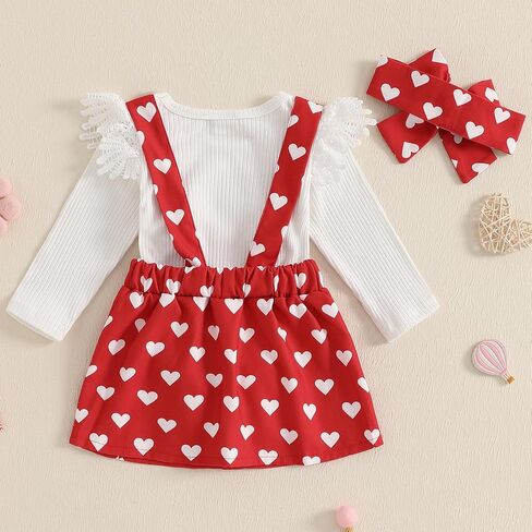Madjtlqy Toddler طفلة طفلة عيد الحب عيد الحب مضلع قمم طويلة الأكمام in Kuwait