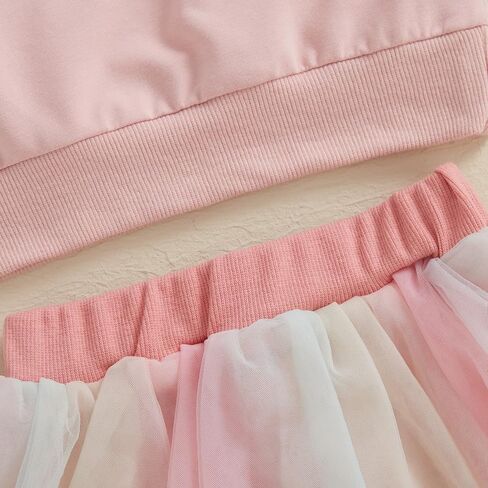 Toddler Baby Girl Valentines Outfit Long Sleeve Crewneck Sweatshirt Pullover Tulle Dress Cute Baby Winter Clothes in Kuwait