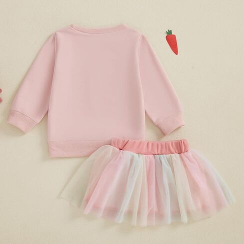 Toddler Baby Girl Valentines Outfit Long Sleeve Crewneck Sweatshirt Pullover Tulle Dress Cute Baby Winter Clothes in Kuwait