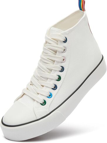 Womens Canvas Sneakers High Top Lace ups Casual Walking Shoes in Saudi Arabia