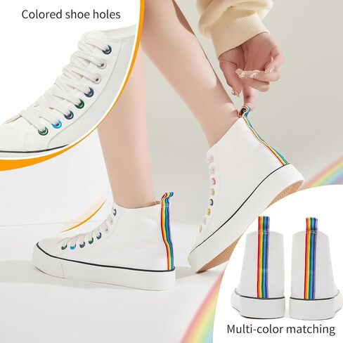 Womens Canvas Sneakers High Top Lace ups Casual Walking Shoes in Saudi Arabia