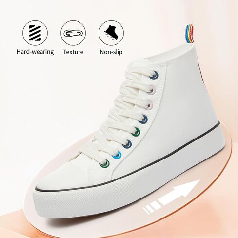 Womens Canvas Sneakers High Top Lace ups Casual Walking Shoes in Saudi Arabia