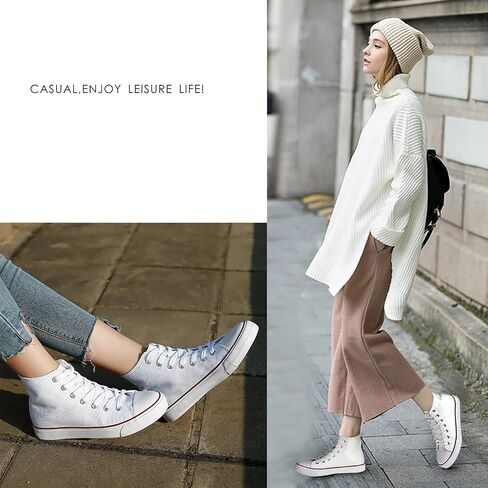 Womens Canvas Sneakers High Top Lace ups Casual Walking Shoes in Saudi Arabia