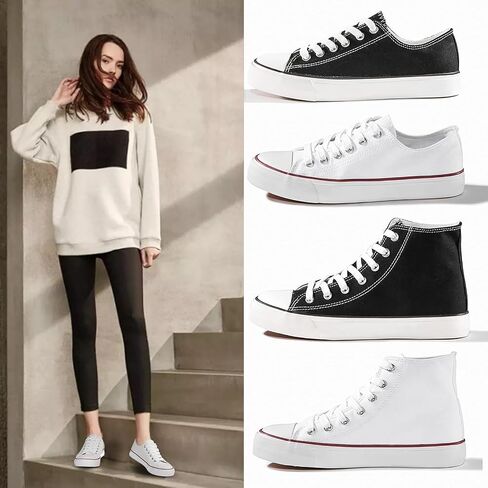 Womens Canvas Sneakers High Top Lace ups Casual Walking Shoes in Saudi Arabia