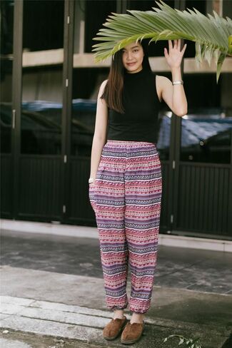 سروال Lofbaz الحريم للنساء S-4XL بالإضافة إلى ملابس Hippie Yoga Floral Boho Lounge in Kuwait