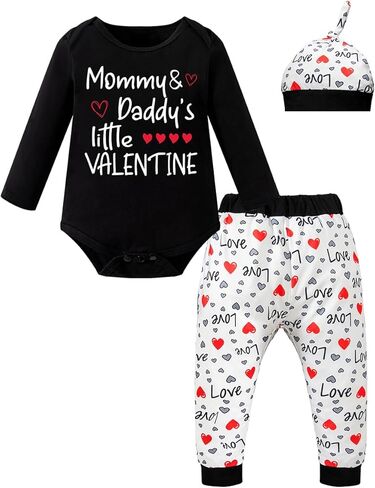 Baby Boys Girls Mommy&Daddy's Little Valentine Long Sleeve Pants Set Outfits in Saudi Arabia