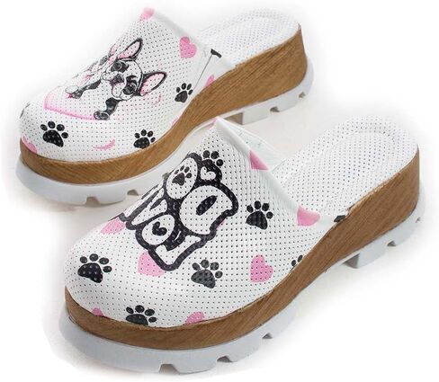 Saraya Dog Lover - Premium Handmade Leather Comfort Clogs, Dog LoverPattern, All-Day Comfort and Support, Durable for Long-Term Use in Saudi Arabia