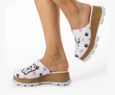 Saraya Dog Lover - Premium Handmade Leather Comfort Clogs, Dog LoverPattern, All-Day Comfort and Support, Durable for Long-Term Use in Saudi Arabia