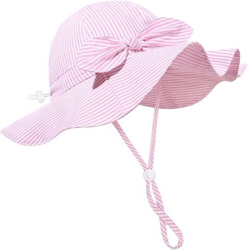 Baby Girl Sun Hat Summer Foldable Beach Hats with UPF50+ Sun Protection Wide Brim Toddler Bucket Hat Cap in Saudi Arabia