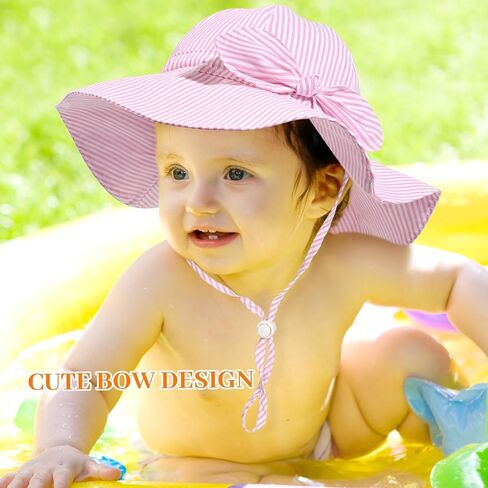 Baby Girl Sun Hat Summer Foldable Beach Hats with UPF50+ Sun Protection Wide Brim Toddler Bucket Hat Cap in Saudi Arabia