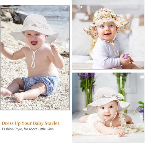 Baby Girl Sun Hat Summer Foldable Beach Hats with UPF50+ Sun Protection Wide Brim Toddler Bucket Hat Cap in Saudi Arabia