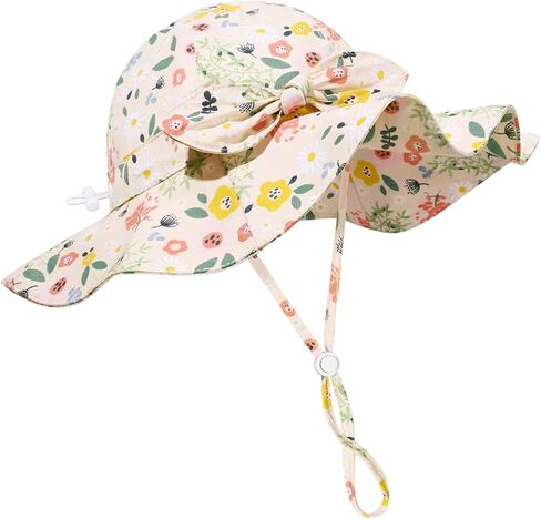 Baby Girl Sun Hat Summer Foldable Beach Hats with UPF50+ Sun Protection Wide Brim Toddler Bucket Hat Cap in Saudi Arabia