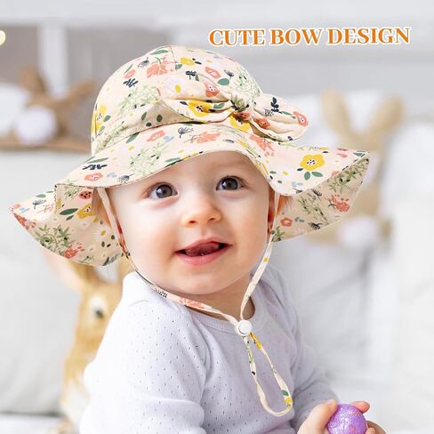 Baby Girl Sun Hat Summer Foldable Beach Hats with UPF50+ Sun Protection Wide Brim Toddler Bucket Hat Cap in Saudi Arabia