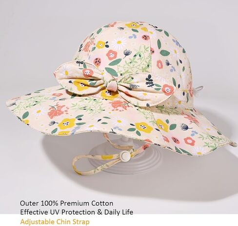 Baby Girl Sun Hat Summer Foldable Beach Hats with UPF50+ Sun Protection Wide Brim Toddler Bucket Hat Cap in Saudi Arabia