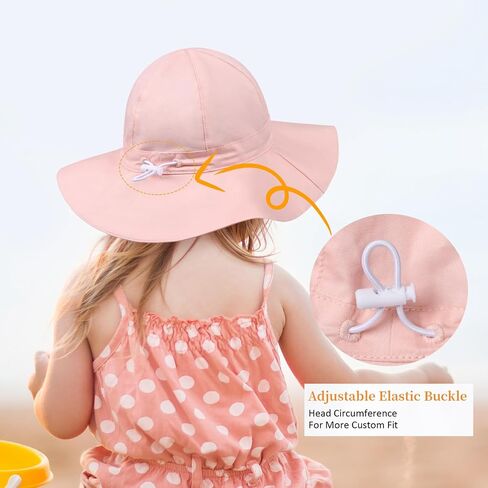 Baby Girl Sun Hat Summer Foldable Beach Hats with UPF50+ Sun Protection Wide Brim Toddler Bucket Hat Cap in Saudi Arabia