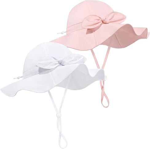 Baby Girl Sun Hat Summer Foldable Beach Hats with UPF50+ Sun Protection Wide Brim Toddler Bucket Hat Cap in Saudi Arabia
