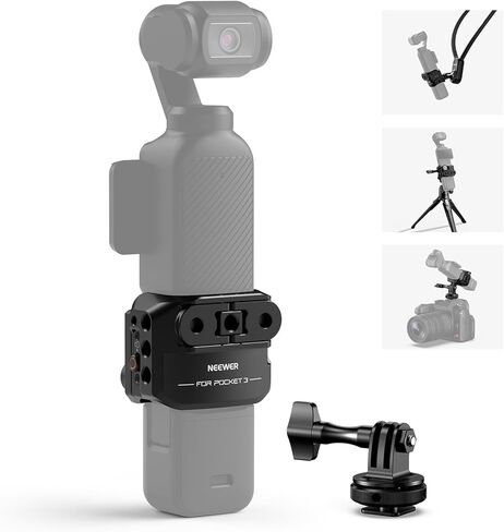Neewer Pocket 3 قفص ، ألومنيوم سبيكة تسجيل فيديو GIMBAL مع محول امتداد الكاميرا Action 1/4 "Threads أحذية باردة متوافقة مع DJI Osmo Pocket 3 Creator Combo ، لا حاجة للتجميع ، AC009 in Kuwait