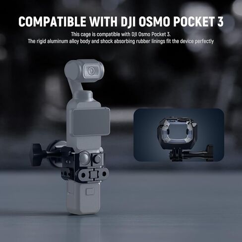 Neewer Pocket 3 قفص ، ألومنيوم سبيكة تسجيل فيديو GIMBAL مع محول امتداد الكاميرا Action 1/4 "Threads أحذية باردة متوافقة مع DJI Osmo Pocket 3 Creator Combo ، لا حاجة للتجميع ، AC009 in Kuwait