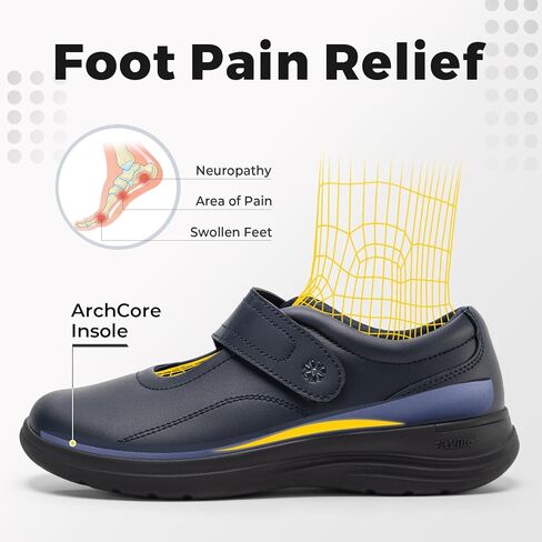 FitVille Women Wide Classic Mary Jane Shoes Flats Casual Dress Shoes Lightweight Comfort Walking Shoes for Plantar Fasciitis Bunions in Saudi Arabia