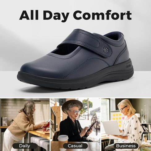 FitVille Women Wide Classic Mary Jane Shoes Flats Casual Dress Shoes Lightweight Comfort Walking Shoes for Plantar Fasciitis Bunions in Saudi Arabia