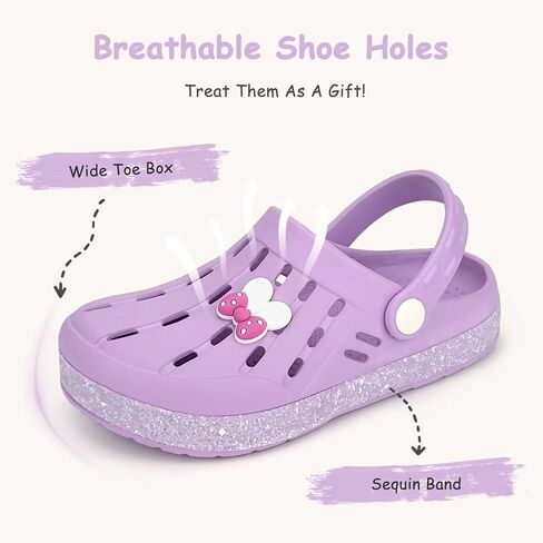 Cubufly Kids Garden Shoes Boys Girls Glitter Stripe Band Clogs Toddler Slip On Water Sandals Children Beach Pool Slipper in Saudi Arabia