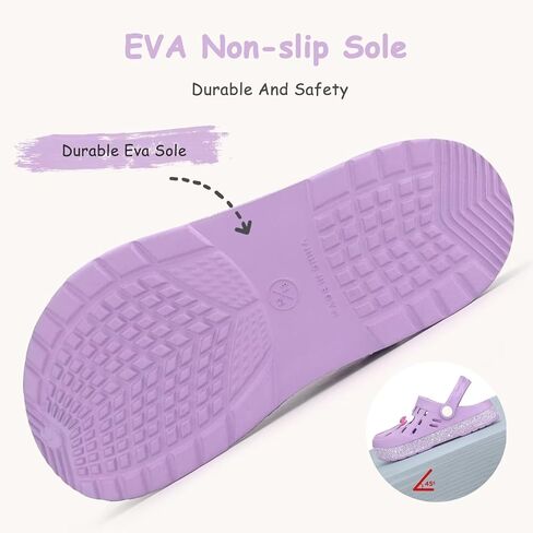 Cubufly Kids Garden Shoes Boys Girls Glitter Stripe Band Clogs Toddler Slip On Water Sandals Children Beach Pool Slipper in Saudi Arabia