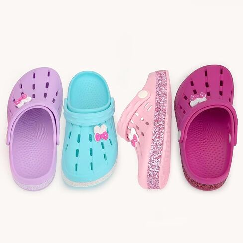 Cubufly Kids Garden Shoes Boys Girls Glitter Stripe Band Clogs Toddler Slip On Water Sandals Children Beach Pool Slipper in Saudi Arabia