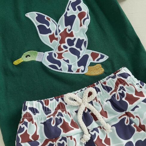 Toddler Baby Boy Hunting Clothes Mallard Duck Short Sleeve T-Shirt Tops Camo Shorts Set 2 Piece Summer Outfits in Kuwait
