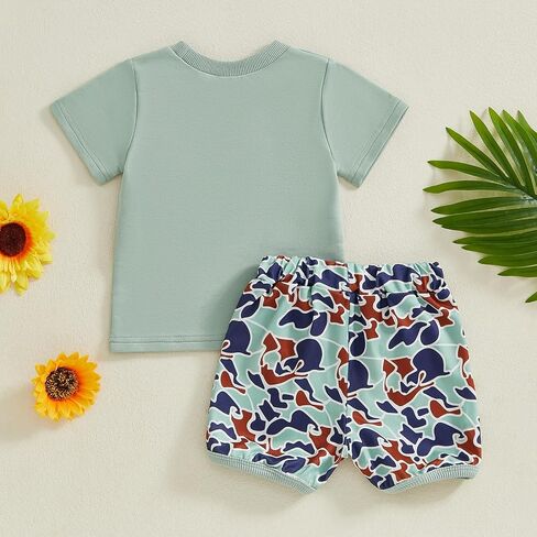 Toddler Baby Boy Hunting Clothes Mallard Duck Short Sleeve T-Shirt Tops Camo Shorts Set 2 Piece Summer Outfits in Kuwait