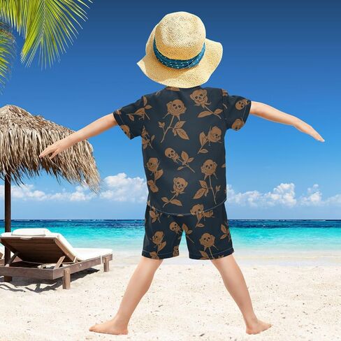 visesunny Boy's 2 Pieces Shirt and Short Set Casual Shirts Short Sleeve Beach Shorts Summer Outfits for 3-10 Years Kids in Saudi Arabia