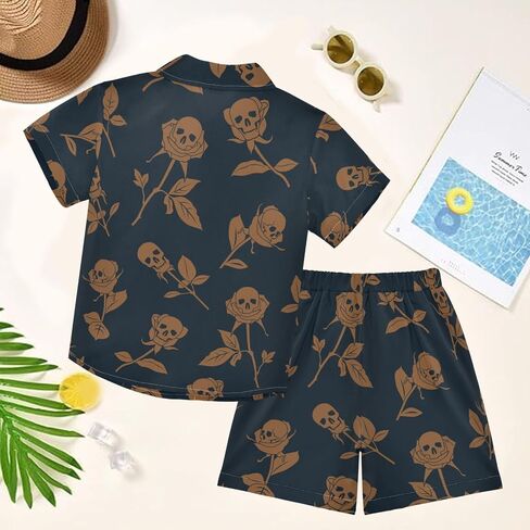 visesunny Boy's 2 Pieces Shirt and Short Set Casual Shirts Short Sleeve Beach Shorts Summer Outfits for 3-10 Years Kids in Saudi Arabia