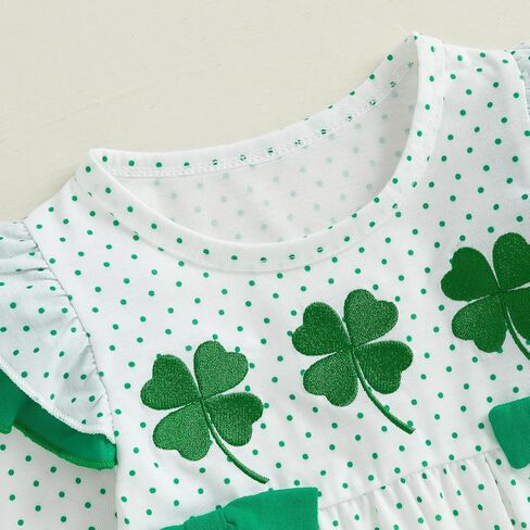 My First St Patricks Day Baby Girl Outfit Ruffle Long Sleeve Lucky Romper Four-Leaf Clover Jumpsuit Spring Clothes in Kuwait