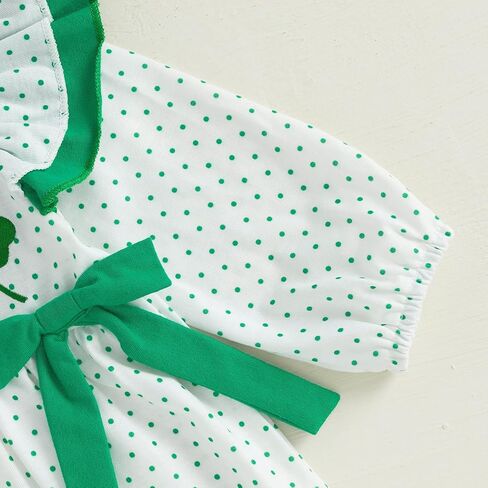 My First St Patricks Day Baby Girl Outfit Ruffle Long Sleeve Lucky Romper Four-Leaf Clover Jumpsuit Spring Clothes in Kuwait