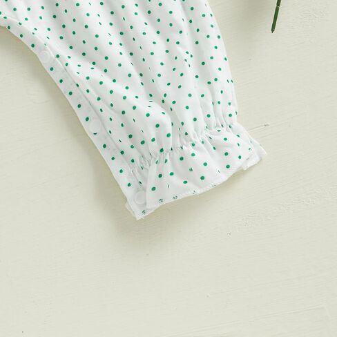 My First St Patricks Day Baby Girl Outfit Ruffle Long Sleeve Lucky Romper Four-Leaf Clover Jumpsuit Spring Clothes in Kuwait