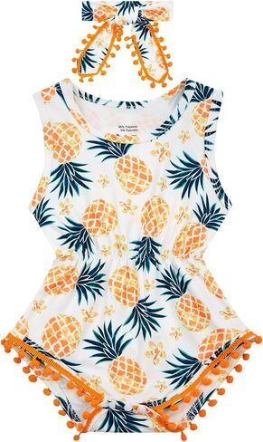 BFUSTYLE Baby Girl Clothes 0-24 Months Outfit Sleeveless Infant Romper Bodysuit with Headband in Kuwait