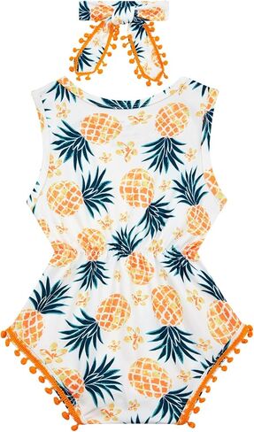BFUSTYLE Baby Girl Clothes 0-24 Months Outfit Sleeveless Infant Romper Bodysuit with Headband in Kuwait