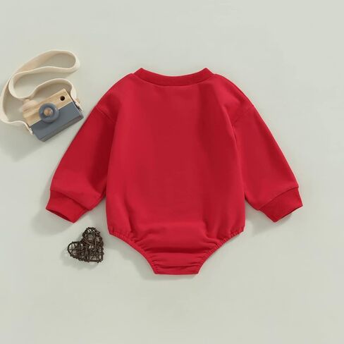 Newborn Baby Girls Valentine's Day Romper Sweatshirt Long Sleeve Letters Print Bodysuit Pullover Tops in Saudi Arabia