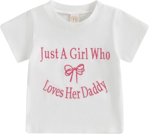 Toddler Baby Girl Summer Clothes IM Liter Ally JUST A Girl Letter Short Sleeve T Shirt Top Cute Infant Outfit in Saudi Arabia