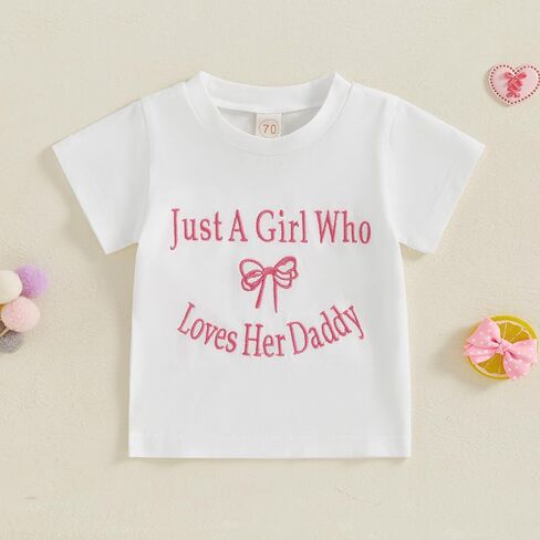Toddler Baby Girl Summer Clothes IM Liter Ally JUST A Girl Letter Short Sleeve T Shirt Top Cute Infant Outfit in Saudi Arabia