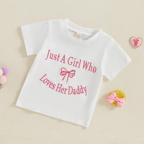 Toddler Baby Girl Summer Clothes IM Liter Ally JUST A Girl Letter Short Sleeve T Shirt Top Cute Infant Outfit in Saudi Arabia